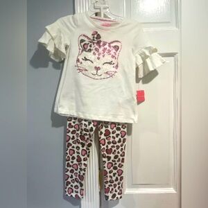 Isaac Mizrahi White & Pink Sequin Cheetah Cat Outfit